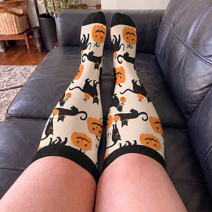 Plusock Plus Size Ghost Witch Black Cat Compression Socks - image 2