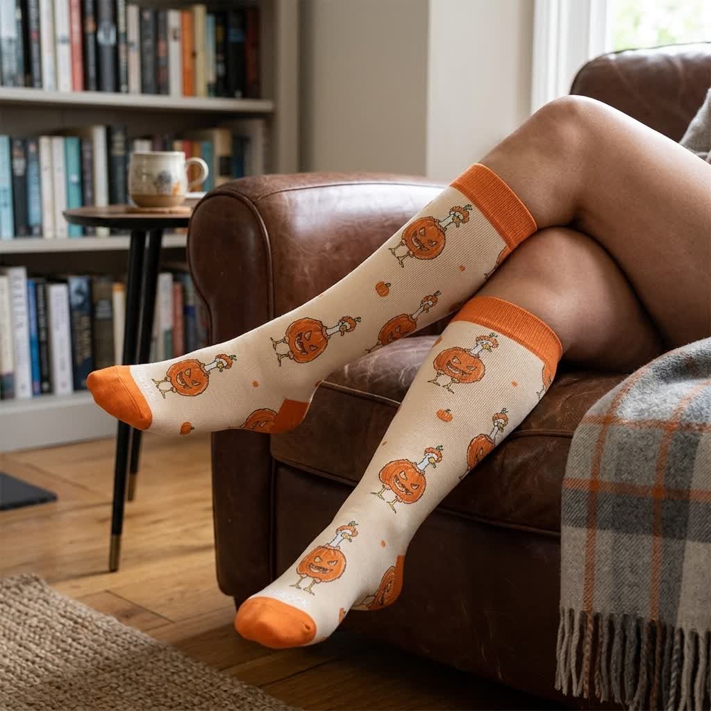 Plusock Plus Size Pumpkin Witch Compression Socks - image 3