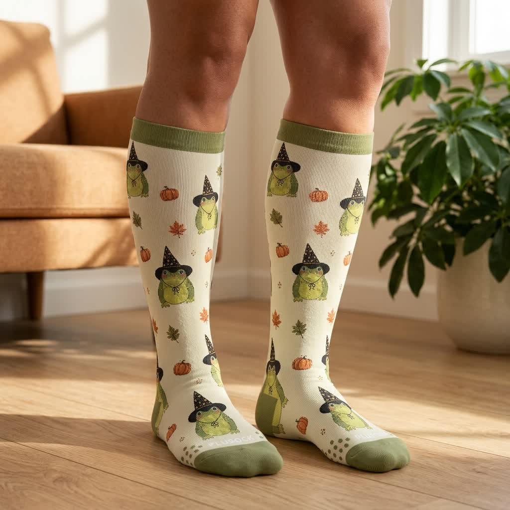 Plusock Plus Size Halloween Frog Compression Socks - image 2