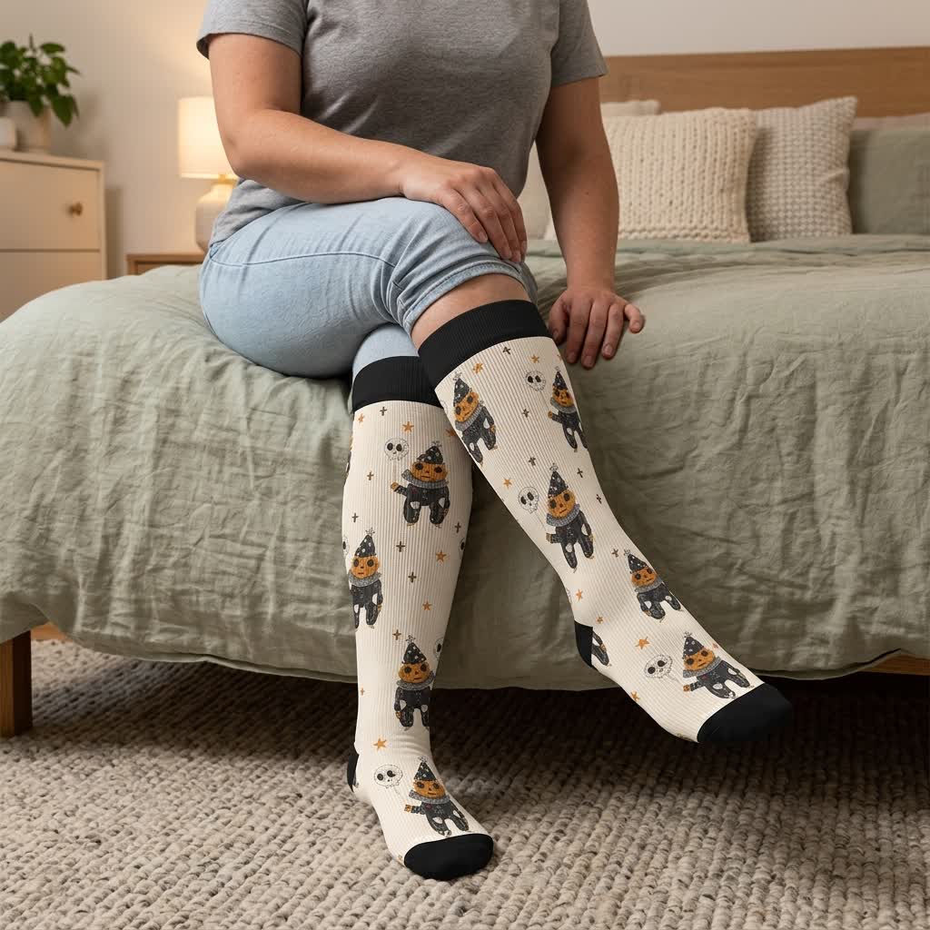 Plusock Plus Size Skull Pumpkin Bunny Compression Socks - image 3