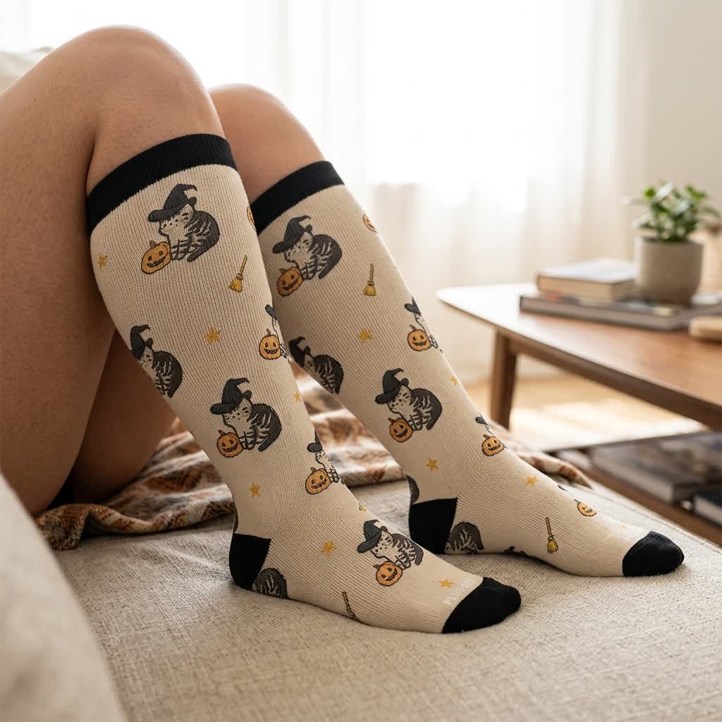 Plusock Plus Size Witch Cat Rabbit Compression Socks - image 1