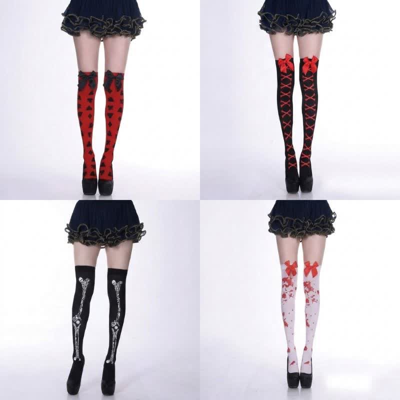 Plusock Halloween Bold Thigh High Socks (4 Pairs) - A+B+C+D - EU36-43 (US3-9) - image 0
