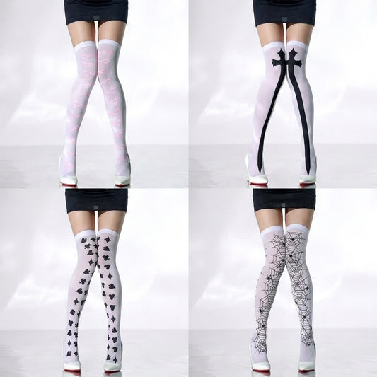 Plusock Halloween Sheer Thigh High Socks (4 Pairs) - A+B+C+D - EU36-43 (US3-9) - image 0