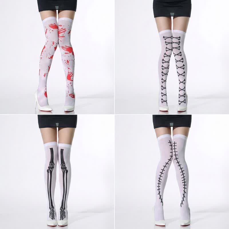 Plusock Halloween Party Thigh High Socks (4 Pairs) - A+B+C+D - EU36-43 (US3-9) - image 0