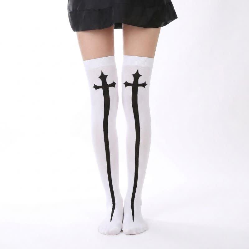 Plusock Halloween Skeleton Fun Over Knee Thigh Socks (3 Pairs) - A - EU36-43 (US3-9) - image 1
