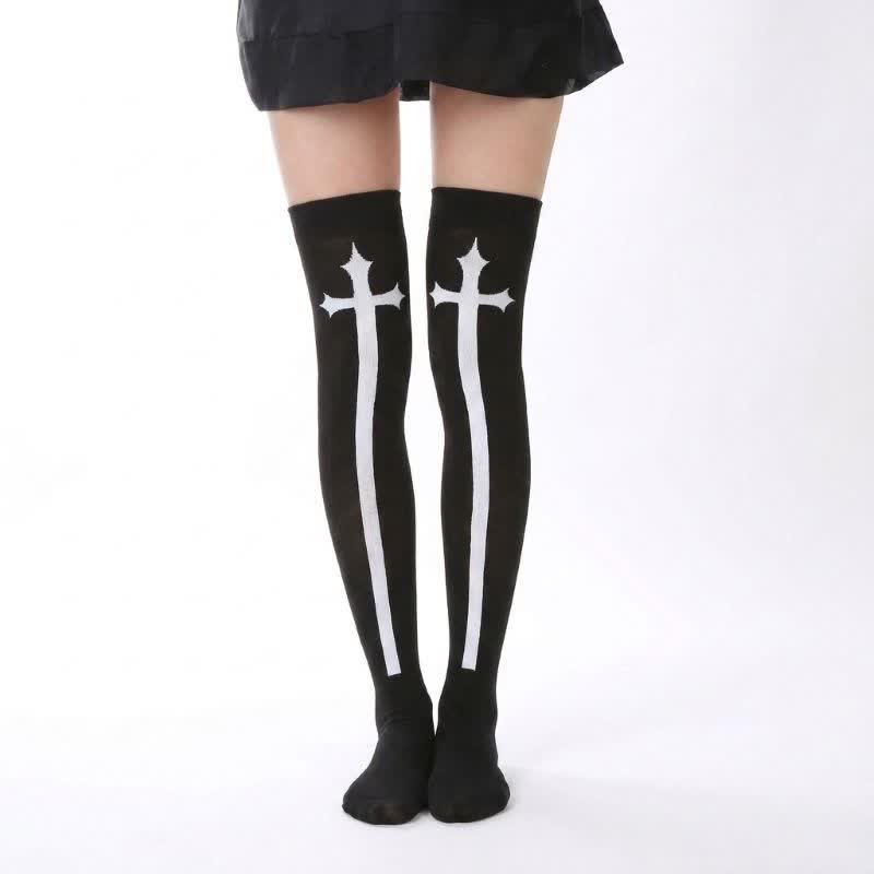 Plusock Halloween Skeleton Fun Over Knee Thigh Socks (3 Pairs) - B - EU36-43 (US3-9) - image 2