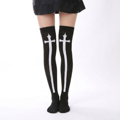 Plusock Halloween Skeleton Fun Over Knee Thigh Socks (3 Pairs) - B - EU36-43 (US3-9) - image 2