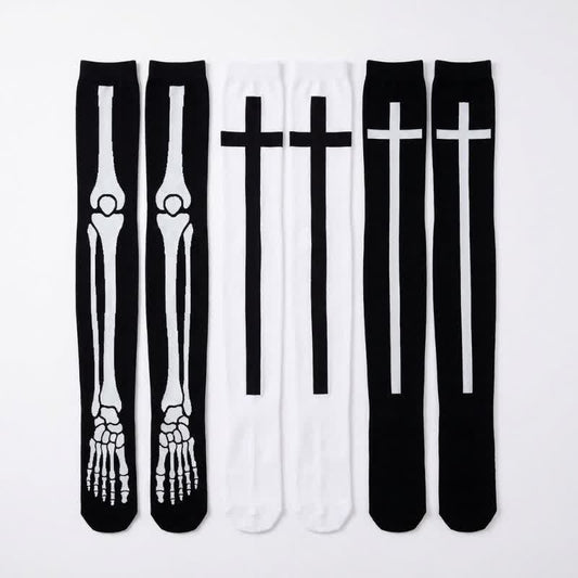 Plusock Halloween Skeleton Fun Over Knee Thigh Socks (3 Pairs) - Multicolor - EU36-43 (US3-9) - image 0