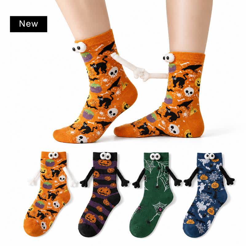 Plusock Halloween 3D Eyes Plush Quarter Socks(4 Pairs) - Multicolor - EU34-40(US1-7) - image 0