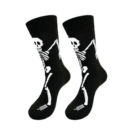 Plusock Halloween Skeleton Print Cotton Crew Socks (5 Pairs) - B - EU36-43 (US3-9) - image 1
