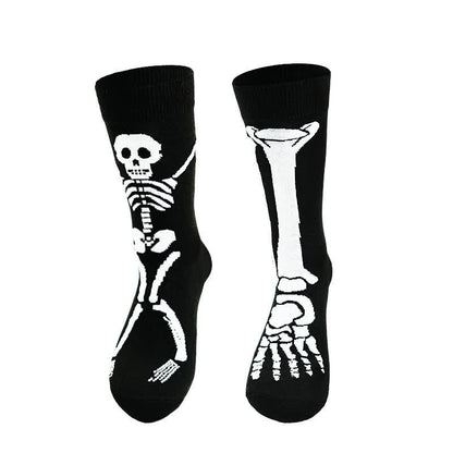 Plusock Halloween Skeleton Print Cotton Crew Socks (5 Pairs) - Mismatch - EU36-43 (US3-9) - image 2