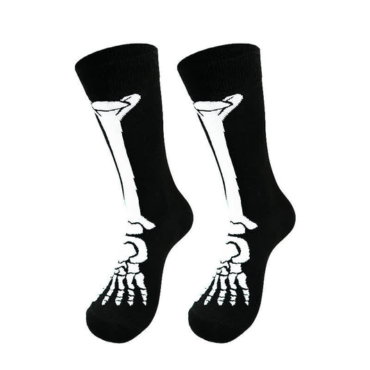 Plusock Halloween Skeleton Print Cotton Crew Socks (5 Pairs) - A - EU36-43 (US3-9) - image 0