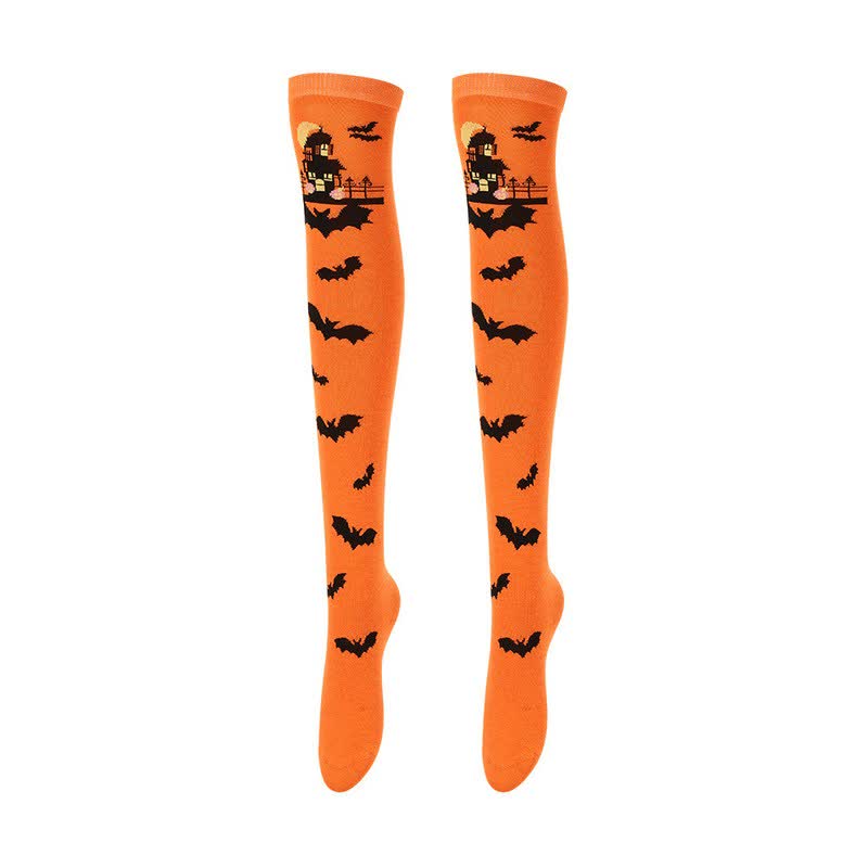 Plusock Halloween Assorted Print Over Knee Thigh Socks (4 Pairs) - D - EU36-43 (US3-9) - image 1
