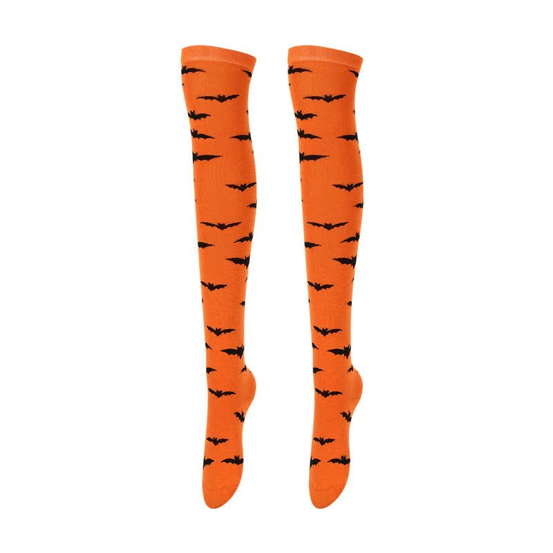 Plusock Halloween Assorted Print Over Knee Thigh Socks (4 Pairs) - C - EU36-43 (US3-9) - image 0