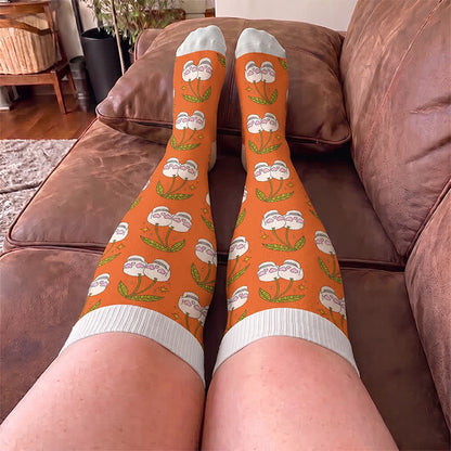Plusock Plus Size Pink Ghost Skull Compression Socks - image 2