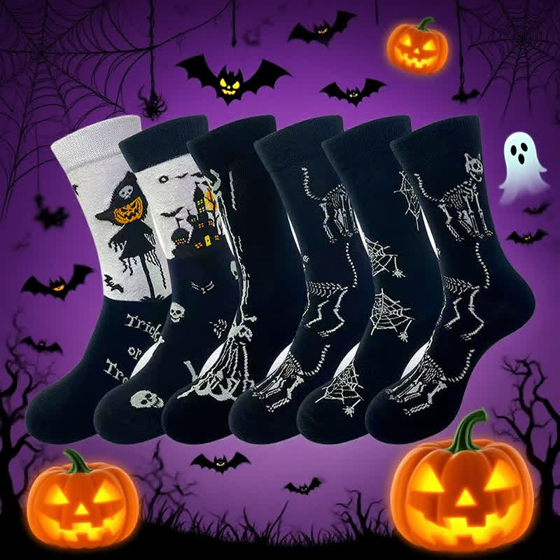 Plusock Halloween Spider Web Print Crew Socks (5 Pairs) - image 0