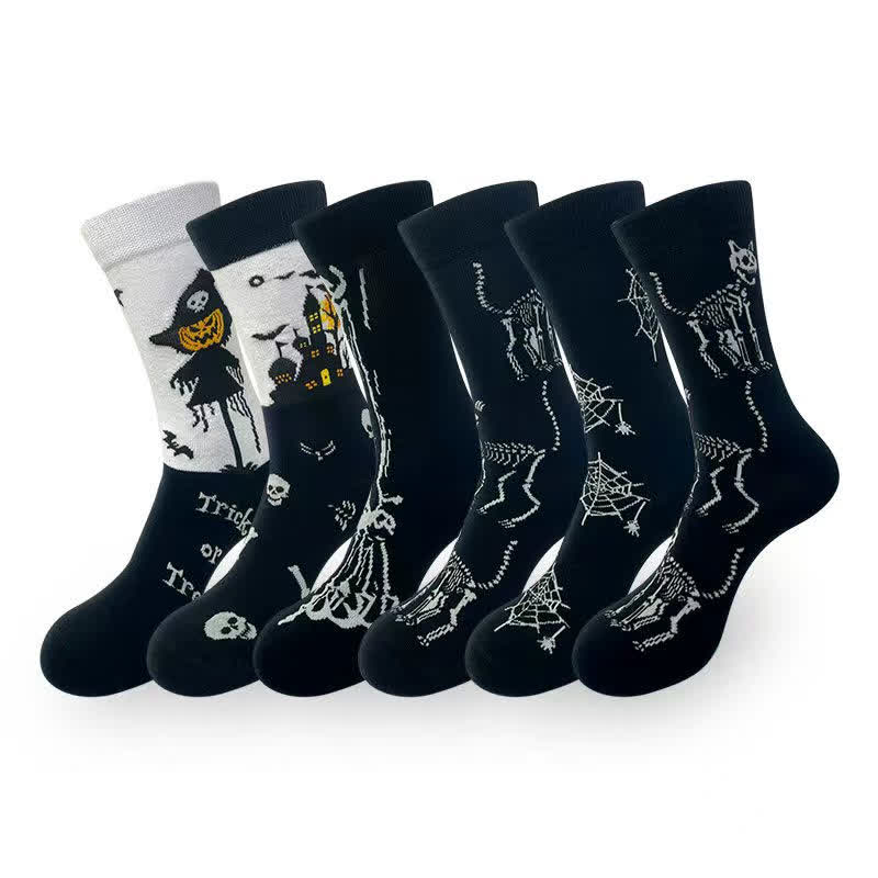Plusock Halloween Spider Web Print Crew Socks (5 Pairs) - Multicolor - EU36-43 (US3-9) - image 6