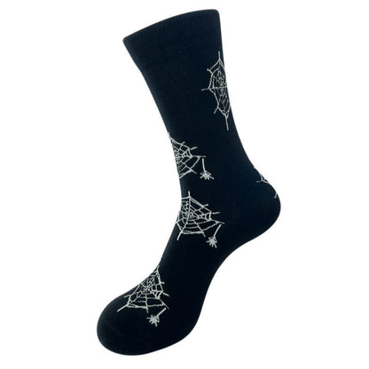 Plusock Halloween Spider Web Print Crew Socks (5 Pairs) - A - EU36-43 (US3-9) - image 1