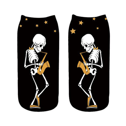 Plusock Halloween Skeleton Playing Saxophone Ankle Socks (5 Pairs) - A - EU36-43 (US3-9) - image 1