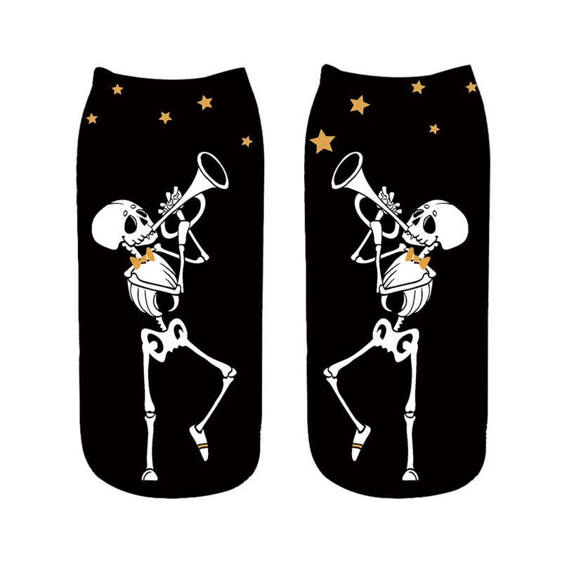Plusock Halloween Skeleton Playing Saxophone Ankle Socks (5 Pairs) - B - EU36-43 (US3-9) - image 2