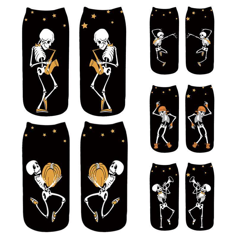 Plusock Halloween Skeleton Playing Saxophone Ankle Socks (5 Pairs) - Multicolor - EU36-43 (US3-9) - image 0