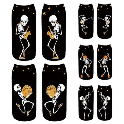 Plusock Halloween Skeleton Playing Saxophone Ankle Socks (5 Pairs) - Multicolor - EU36-43 (US3-9) - image 0