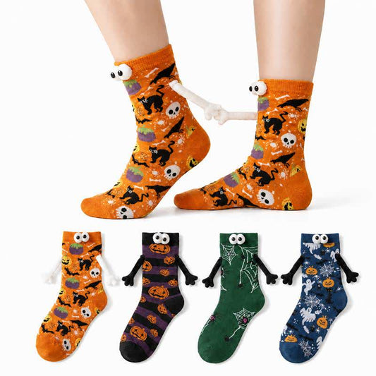 Plusock Halloween 3D Eyes Plush Quarter Socks(4 Pairs) - Multicolor - EU34-40(US1-7) - image 0