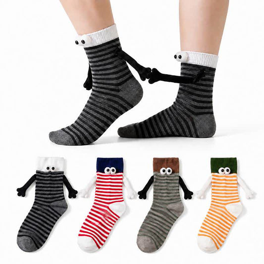 Plusock Playful Striped Cartoon Quarter Socks(4 Pairs) - Multicolor - EU35-40(US2-7) - image 0