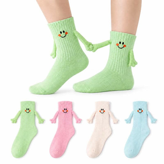 Plusock Smiley Embroidered Knit Quarter Socks(4 Pairs) - Multicolor - EU36-42(US3-9) - image 0