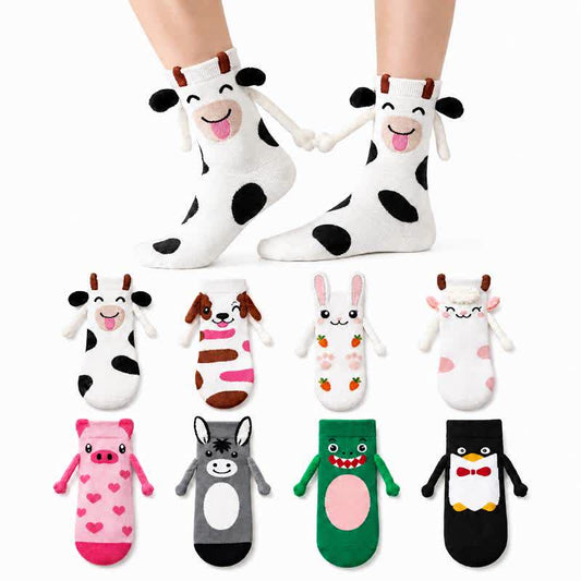 Plusock Cozy Hand Holding Animal Mid-Calf Socks(2 Pairs) - image 0