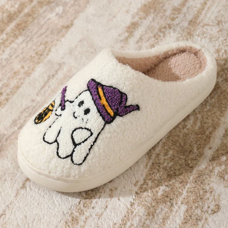 Plusock Halloween Witch Ghost Lantern Plush House Slippers - image 7