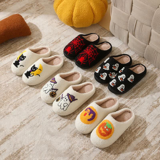 Plusock Halloween Witch Ghost Lantern Plush House Slippers - image 0