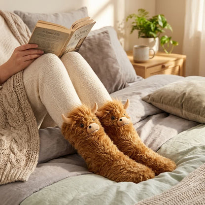 Plusock Cozy Highland Cow Slipper Socks - image 3