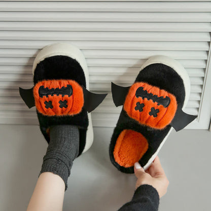 Plusock Halloween Bat Wing Pumpkin Fuzzy Slippers - Black - EU 40-41(US7-7.5) - image 4