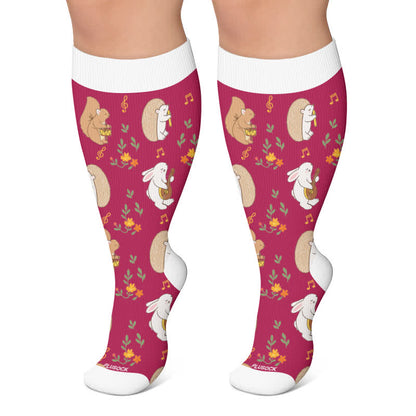 Plusock Plus Size Autumn Pumpkin Ghost Compression Socks - Rose - 4XL - image 5