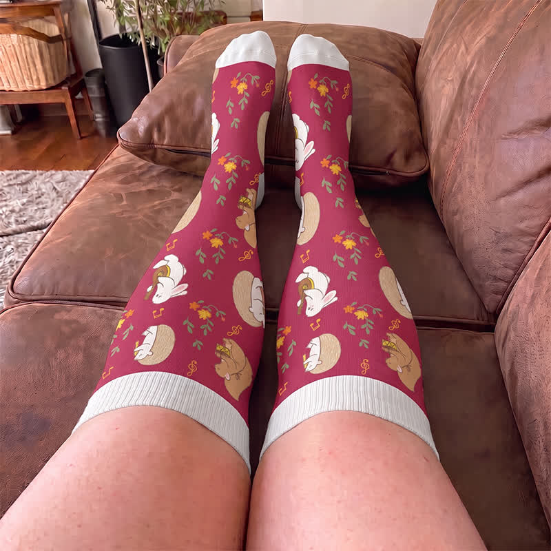 Plusock Plus Size Autumn Pumpkin Ghost Compression Socks - image 1