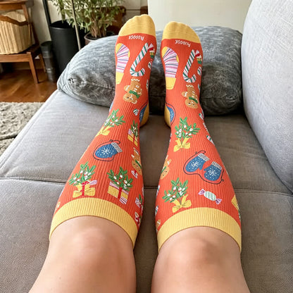 Plusock Plus Size Christmas Candy Cane Compression Socks - image 3