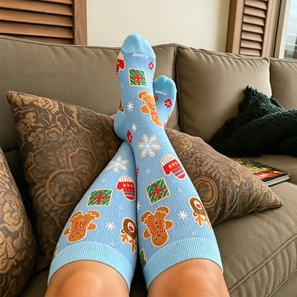 Plusock Plus Size Christmas Candy Cane Compression Socks - image 2