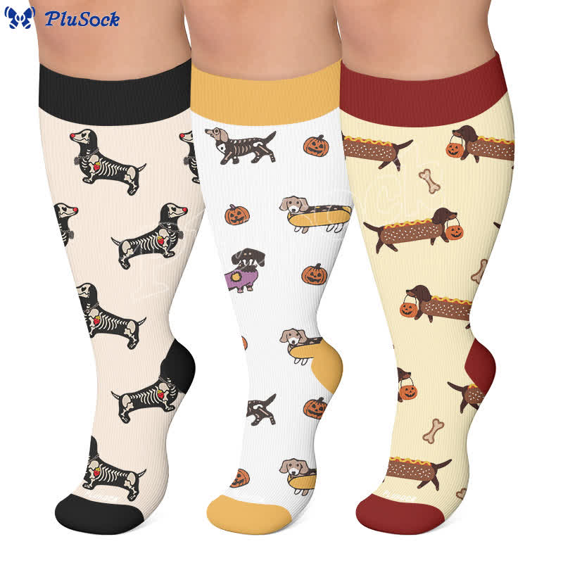 Plusock Plus Size Halloween Dachshund Compression Socks - image 0