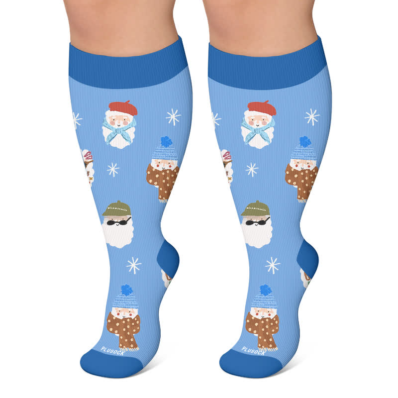 Plusock Plus Size Nutcracker Santa Compression Socks - Blue - 4XL - image 5