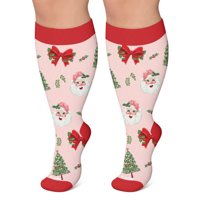 Plusock Plus Size Nutcracker Santa Compression Socks - Pink - 4XL - image 6