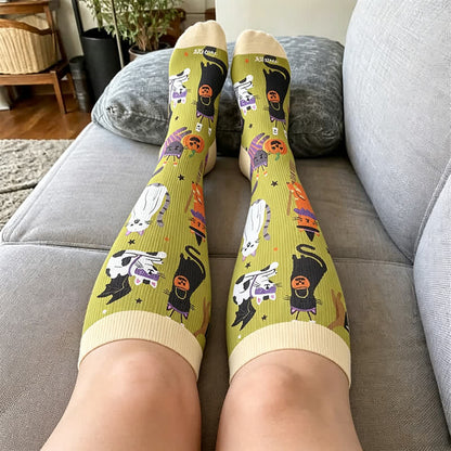 Plusock Plus Size Spooky Cats Compression Socks - image 2