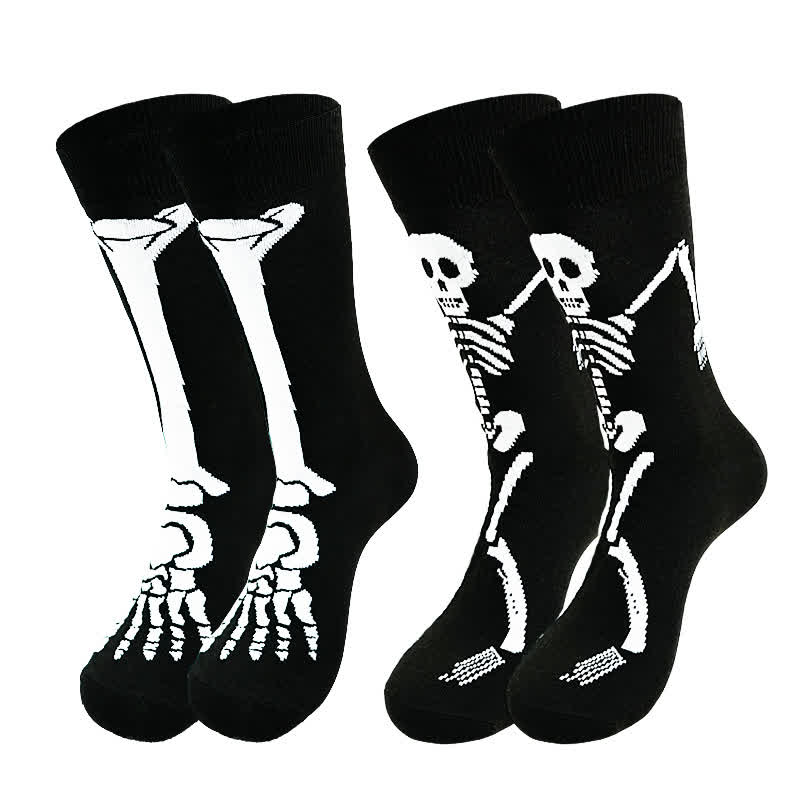 Plusock Halloween Skeleton Print Cotton Crew Socks (3 Pairs) - image 5