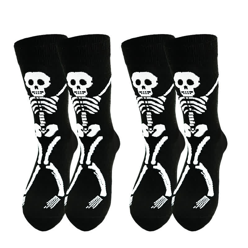 Plusock Halloween Skeleton Print Cotton Crew Socks (3 Pairs) - image 3
