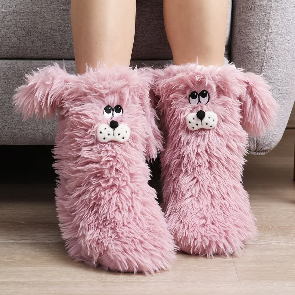 Plusock Cozy Home Dog Slipper Socks - Pink - EU36-41(US3-7.5) - image 2
