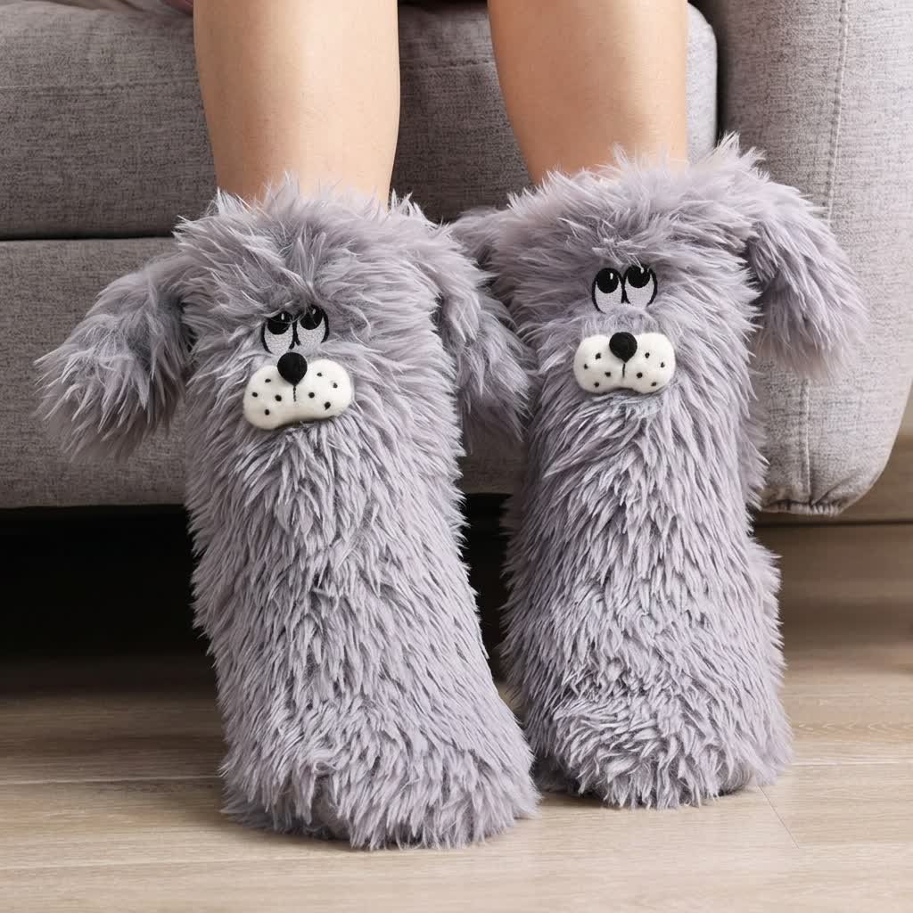 Plusock Cozy Home Dog Slipper Socks - Grey - EU36-41(US3-7.5) - image 1