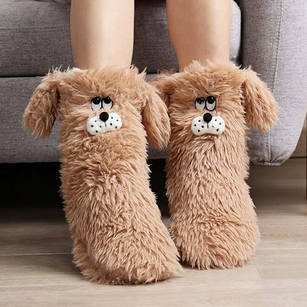 Plusock Cozy Home Dog Slipper Socks - Khaki - EU36-41(US3-7.5) - image 0
