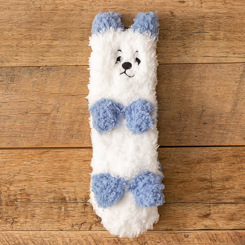 Plusock White Animal Face Cute Fleece Slipper Socks - C - EU36-41(US3-7.5) - image 2