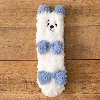 Plusock White Animal Face Cute Fleece Slipper Socks - C - EU36-41(US3-7.5) - image 2
