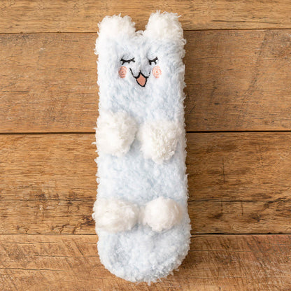 Plusock White Animal Face Cute Fleece Slipper Socks - A - EU36-41(US3-7.5) - image 0